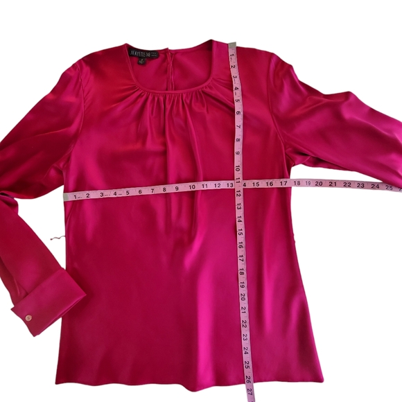 Lafayette 148 Silk‎ Blouse Womens Size 8 Raspberry Holidays Work Christmas M - Picture 10 of 13
